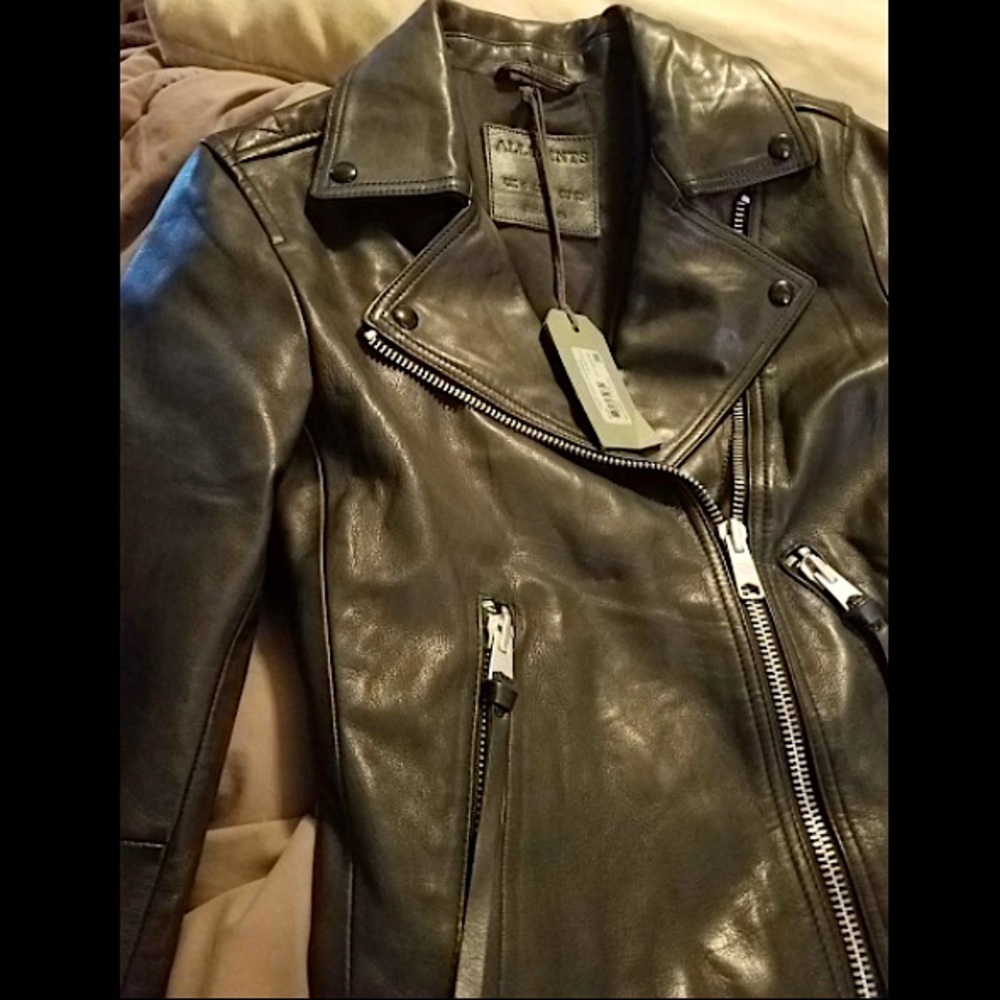 Allsaints Dalby Biker Leather Jacket - Size 0